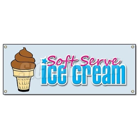 Signmission SOFT SERVE CHOCOLATE ICE CREAM BANNER SIGN cone sundae banana split shake B-Soft Serve Chocolate